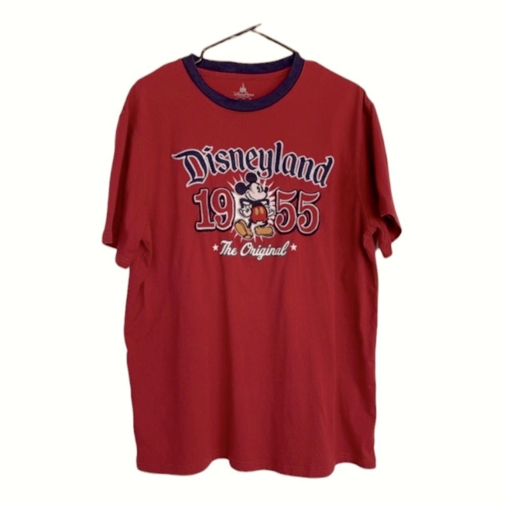 Disneyland Authentic Graphic Mickey Mouse Shirt Red Large Short Sleeve Vacation
